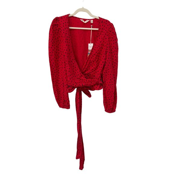 Billabong x Sincerely Jules Wrapped in Love Long Sleeve Wrap Crop Top Size L NEW - Picture 3 of 13